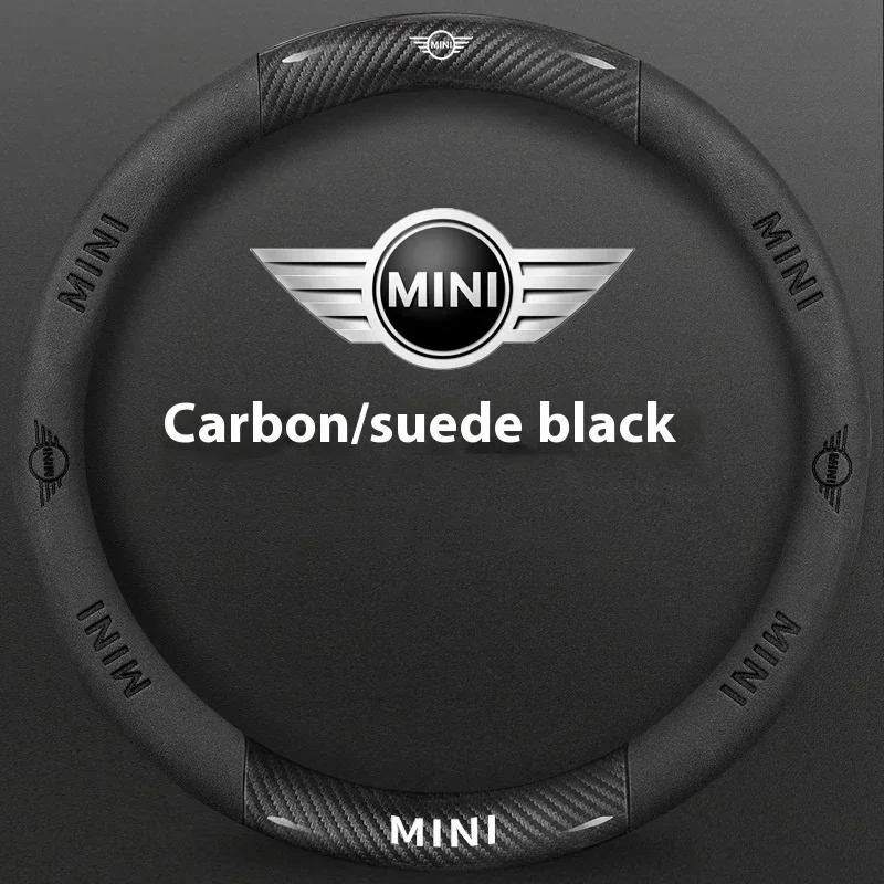 Pro BMW MINI JWC R54 R55 R56 R60 F54 F55 F56 F57 John Cooper S Clubman Countryman Auto Carbonové vlákno Kožený potah volantu