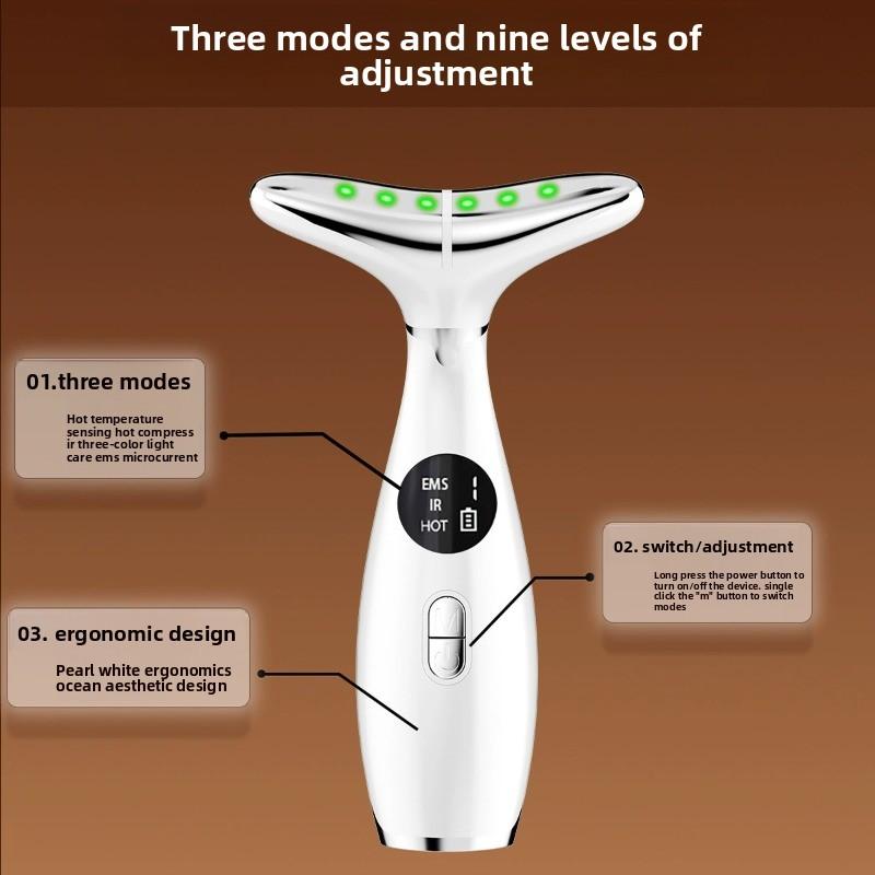 Dispositivo de belleza facial con microcorriente EMS y terapia de luz para estiramiento y reafirmación