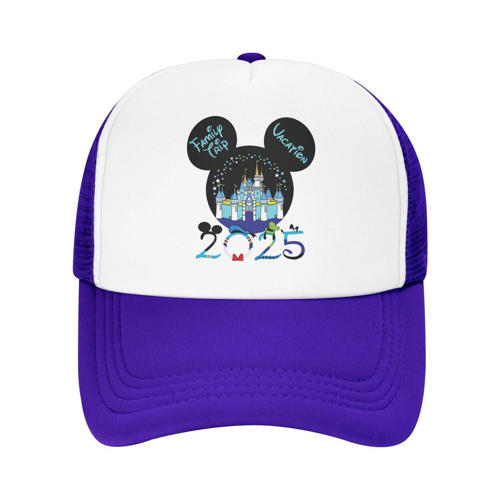 Disney mickey Family Vacation 2025 Disneyworld Trip Foam Mesh Trucker Hat Vintage Summer Mesh-back Baseball Cap Adjustbale