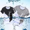 Trendy Mens Fashion Milk Poured Pattern Printed Short Sleeve Round Neck T-shirt