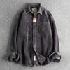 Solid Color Corduroy Vintage Shirt Men Spring Fashion Simple Basic Long Sleeve Blouse America Style Coats