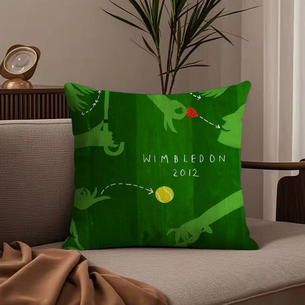 Hot W-Wimbledon ChampionshipS Pillow Case Anti-dustmite Pillowcase Invisible zipper silky short plush Sofa cushion cover