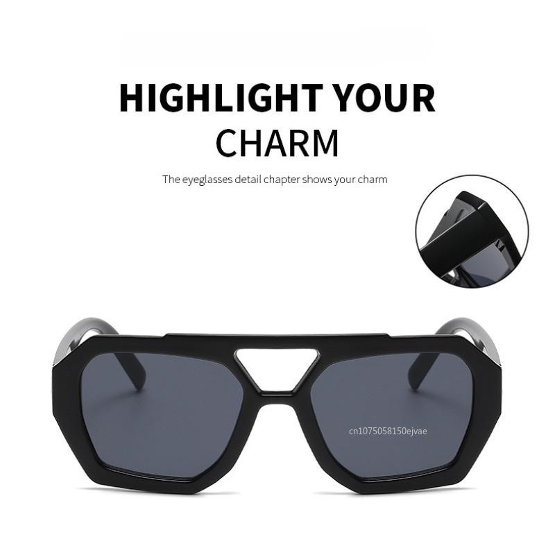 Retro Double Bridges Women'S Sunglasses Leopard Tea Gradient Shades Eyewear Brand Designer Sun Glasses  Uv400