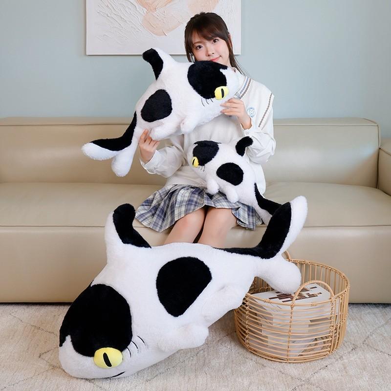 Stuffed Shark Cow Toy Short Plush Doll Long Strip Pillow Accompanying Children