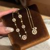 Old Money Wind Copper Coin Necklace Collarbone Chain Fashionable Light Luxury Diamond-Encrusted Money Bracelet Coin Earrings Earrings Women