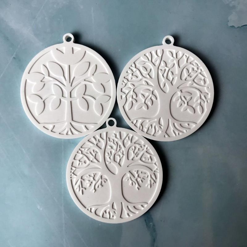 Keychain Resin Mold Life Tree Keyring Silicone Molds Epoxy Resin Casting Mold Pendant Mould with Hole for Jewelry Making