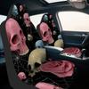 Set Of 2, Black Car Seat Covers Featuring A Skull, Spiderweb, And Rose Design, Made To Be Durable And Washable, Suitable For The