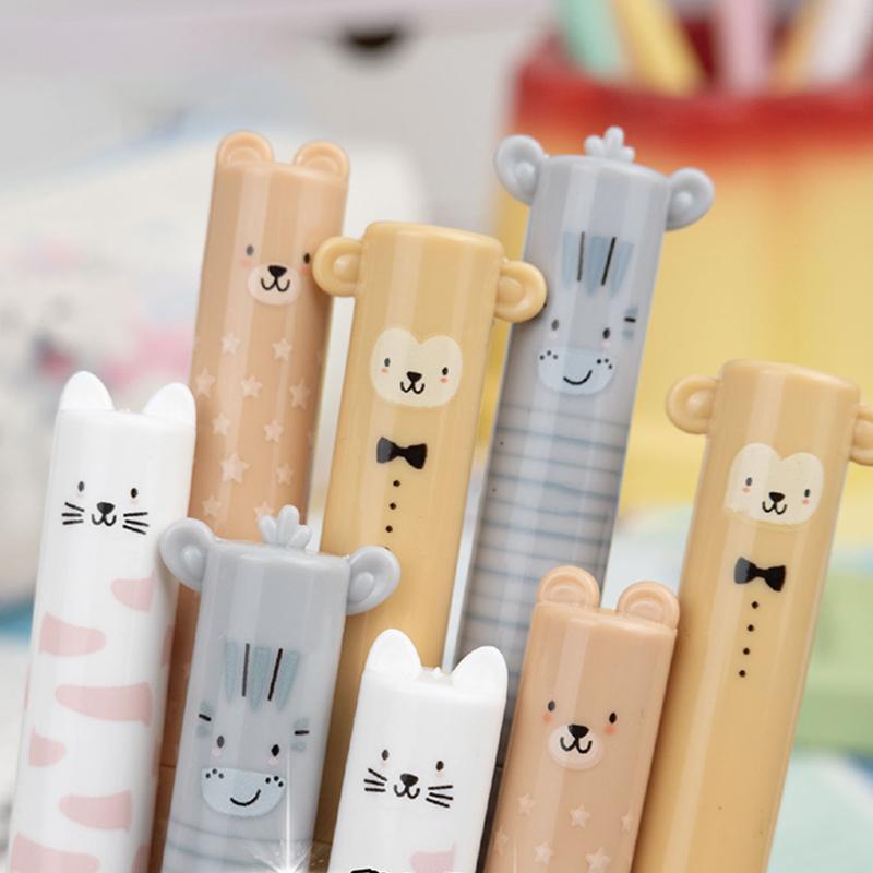 4 Stück/Box Niedliche Cartoon-Tier-Radierbare Stifte 0,5 mm Blaue Tinte Drehende Gelstifte Für Kinder Schüler Schreibwaren