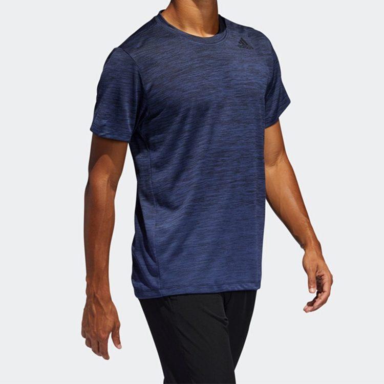 Adidas T Shirts Men's Tech Indigo Crew Neck Moderate Straight Fit FL4396