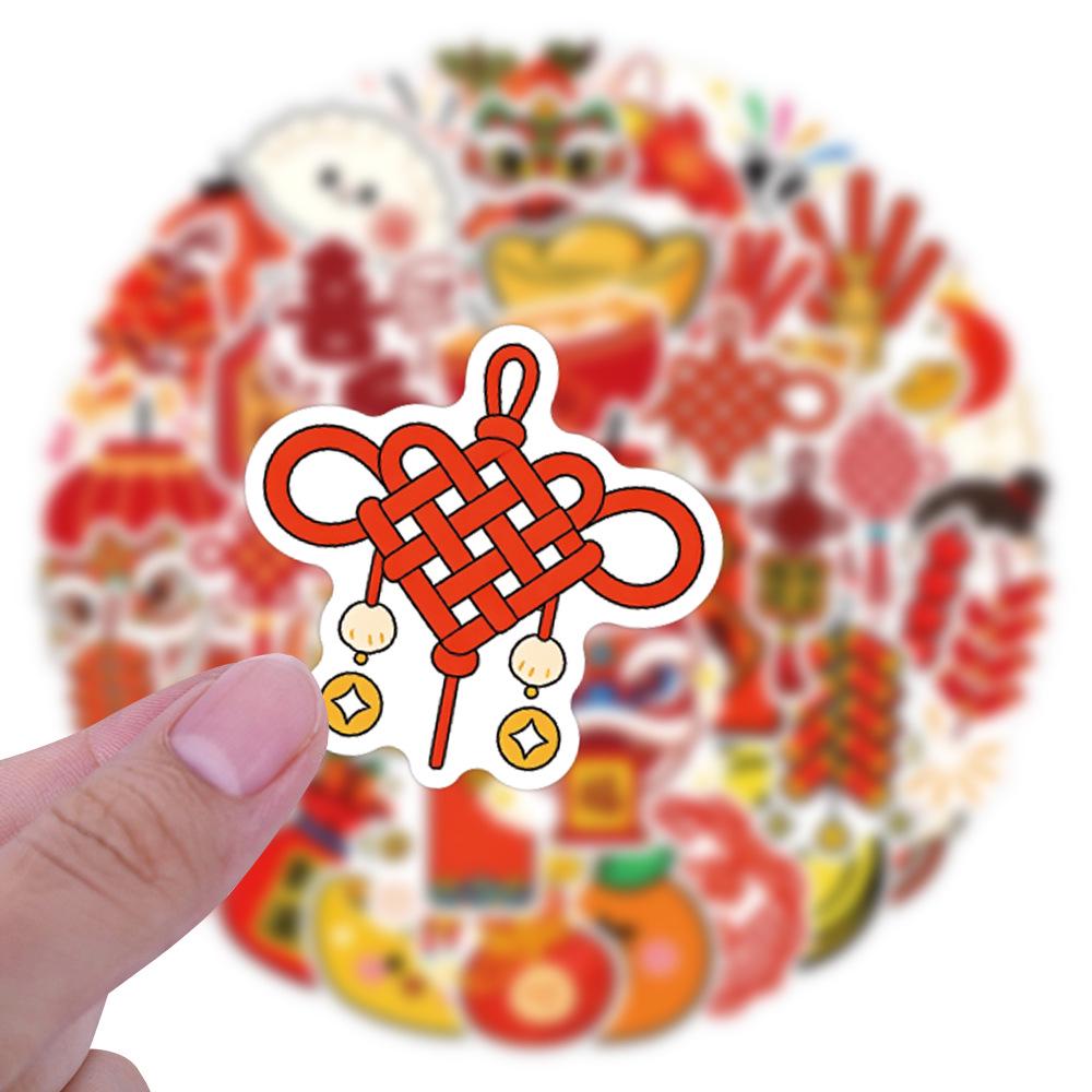 63 Festive New Year Graffiti Stickers for Skateboard, Notebook, and Water Cup Decor