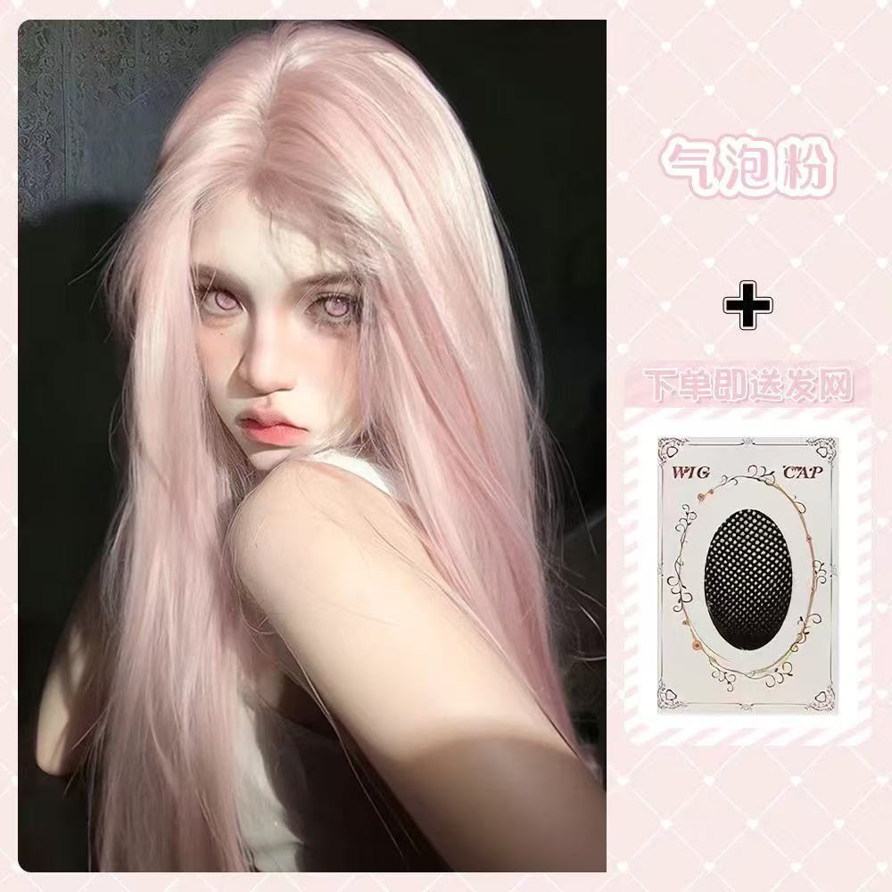 White Blue Platinum Long Straight Wig, Small Lace Front Realistic Full Head Wig For Women Fashion Styling
