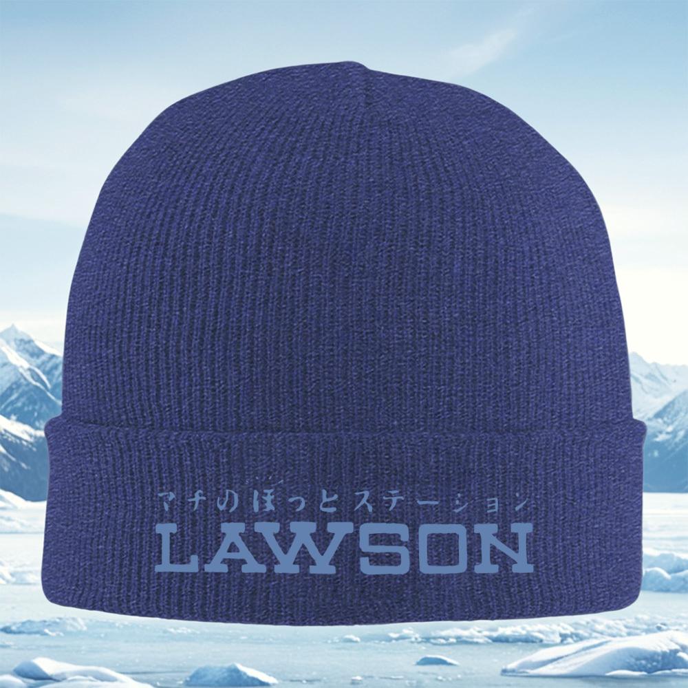 Japanese text above Lawson Men Women Unisex Knitted Hat Beanie Pullover Cap Winter Thermal Warm Christmas Outdoor Cycling Hiking