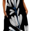 Maxi Dress Printed Elegant Women Sleeveless V Neck Skirt for Banquet