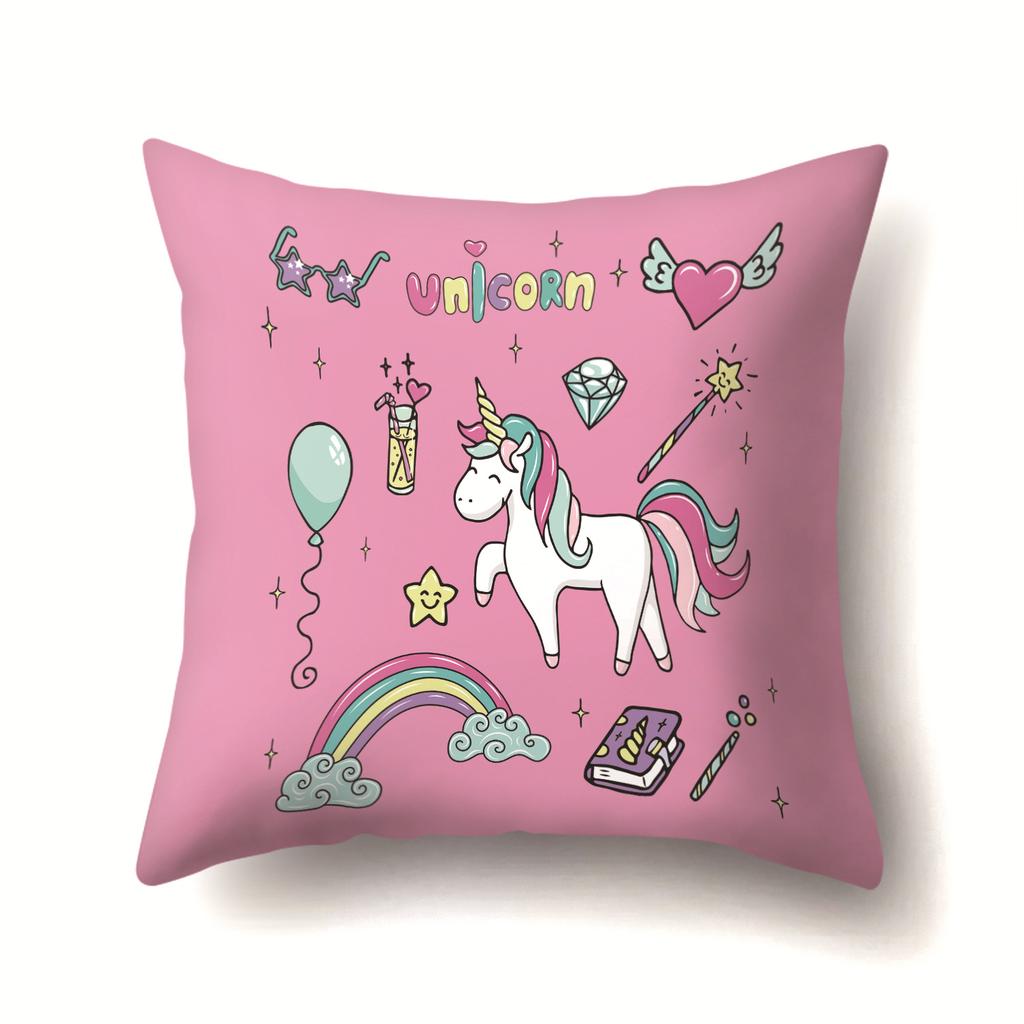 Unicorn Cute Cactus Polyester Pillow Cover Cushion