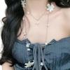 Elegant Floral Pearls Tassels Waist Chain/Necklace Body Jewelry Stylish Accessory For Dresses Parties And Casual Outfit