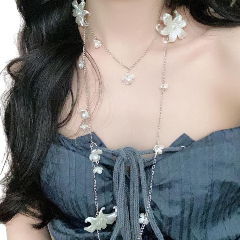 

Waist Chain/Necklace With Crystal Beads And Flower Charm Trendy Body Jewelry Accessories For Dresses Or Casual Outfits