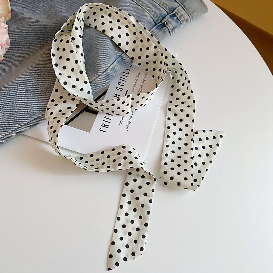 Retro Polka Dot Silk Scarf Necklace - Elegant Women's Accessory