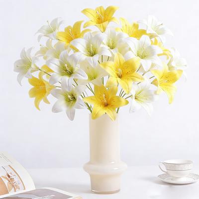 1Pcs Lily Artificial Flowers Bouquet Silk Fake Flower for Home Room Decor Garden Wedding Marriage Decoration Vase Party Supplies