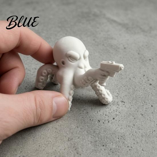 Unique Office Gadgets 3D Printed Octopus Figurine Cute Marine Animal Sculpture for Playful Desk Accessories Computer Monitor Decor Shelf Ornament,