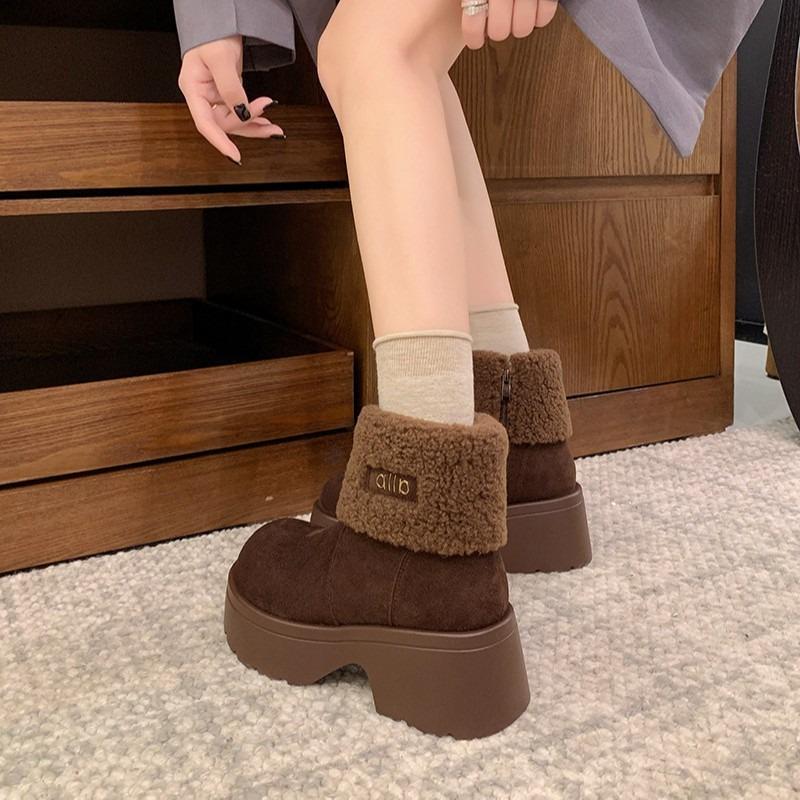 Bottes Martin épaisses à semelles épaisses, bottines courtes montantes d'hiver pour femmes, bottes en coton chaud