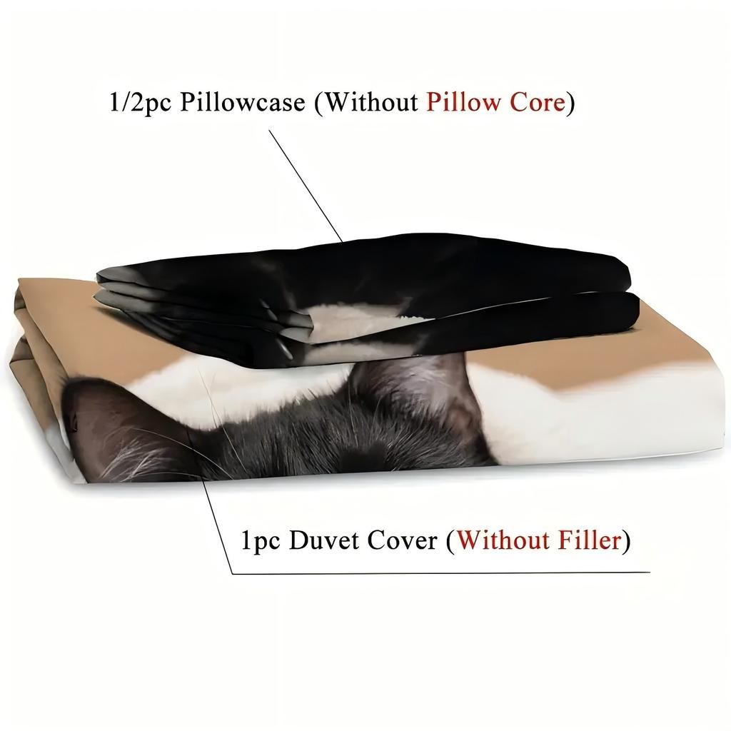 Cute pet kitten 3d Printed Bedding Set Cute Animal Style Duvet Cover set Soft Comfortable Home Polyester Luxury Quilt Cover Set