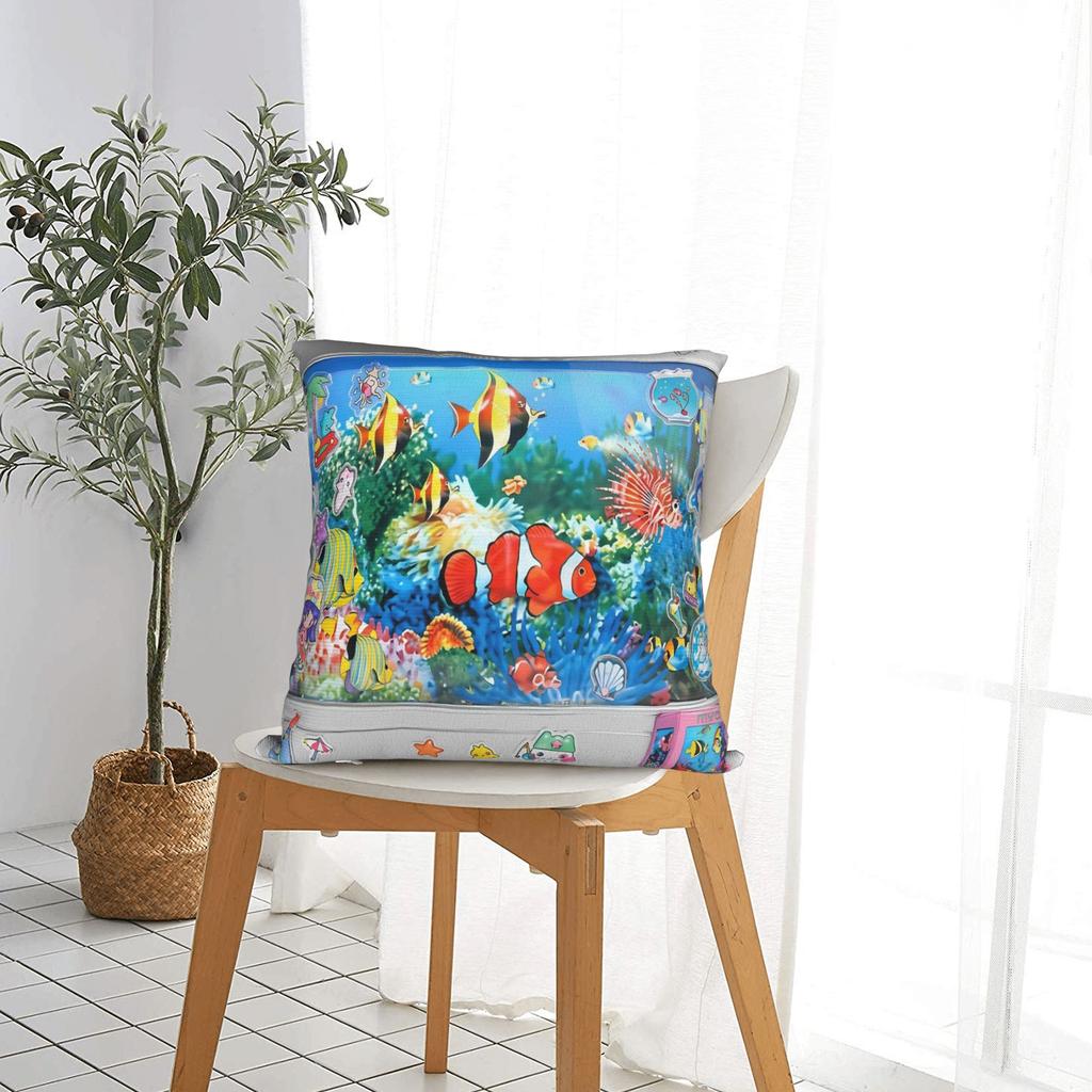 FedereQuadrata Aero Frutiger Pesce Rosso Digitale Acquario Retrò Federa Cuscino Auto Poliestere Federa Cuscino Decorazione Fresca 40*40