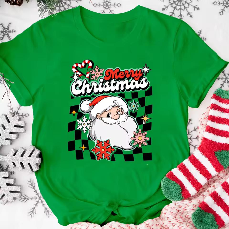 Women'S Christmas T-Shirt - Red Holiday Party Top with We Are Family Text Y2k Ladies Clothes Oversized T-shirt Woman Clothing