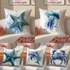 Sea Animal Turtle Coral Cushion Cover Linen Pillowcase Cover Soft Decor for Sofa Home Room