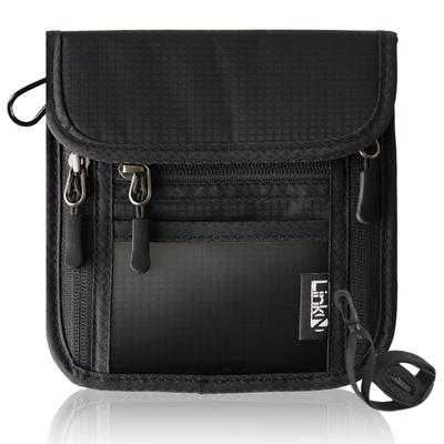 דרכון מינימליסטי הגנה מפני גניבת נתונים Case-Link-N, תלייה על הצוואר, דק, גודל, נרתיק, (שחור)