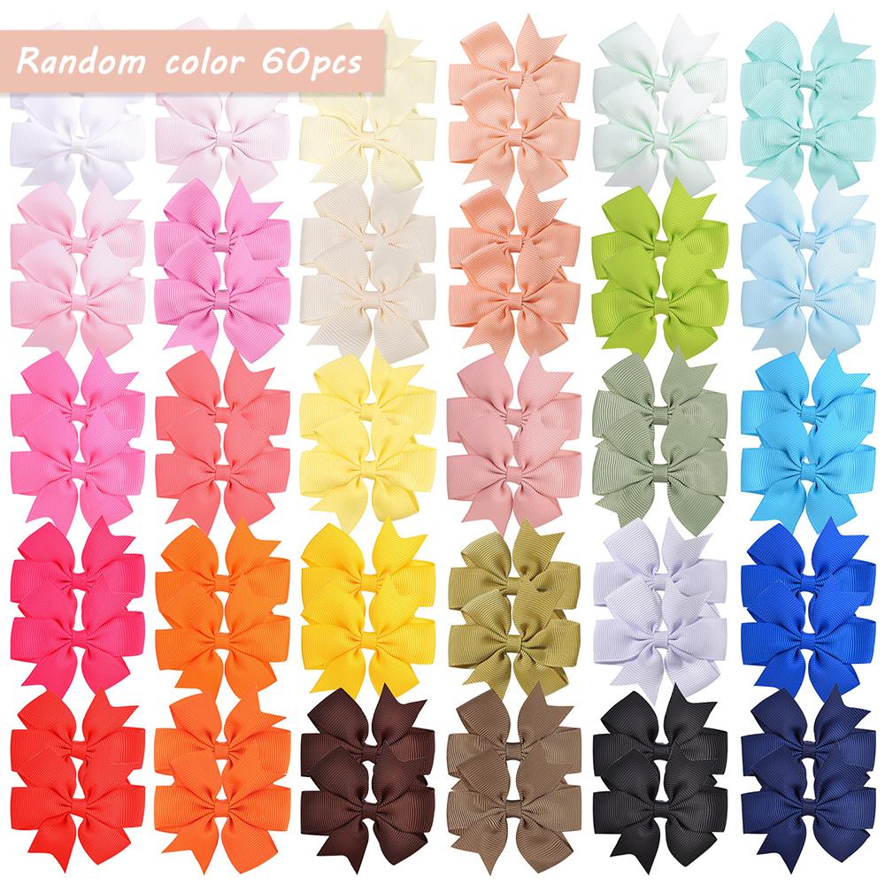 20/40Pcs Sweet Random Candy Color Bow Hair Clip Set for Baby Girls Cute Ribbon Hairpin Kids Headwear Kids Hair Accessories Gifts