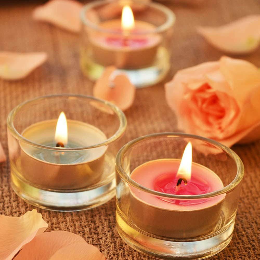 Clear Glass Tealight Candle Holders, for Standard 1.5" Tealights, Bulk Wedding & Party Centerpieces, Home Table Decor
