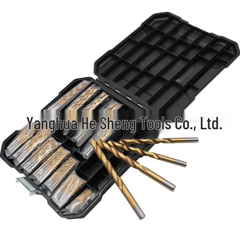 99-Piece Titanium-Plated Twist Drill Bit Set for Woodworking & Steel Drilling
