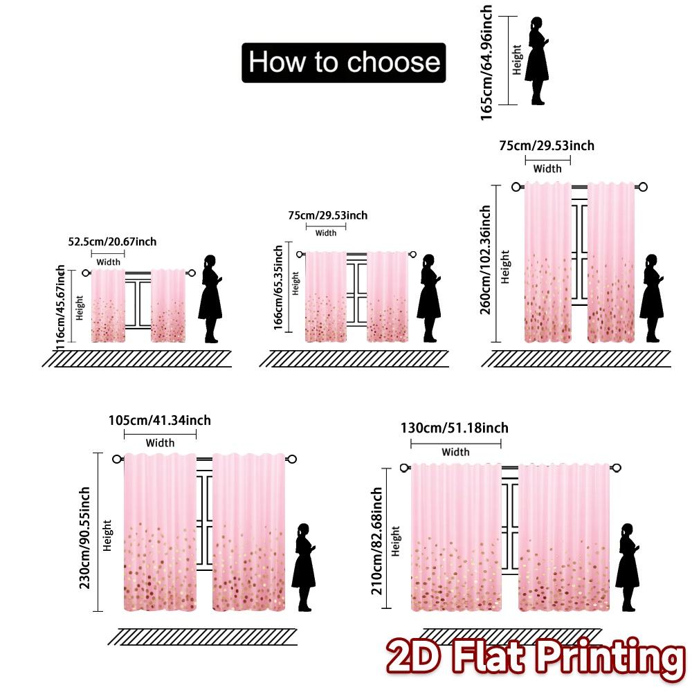 2pcs, 2D FLAT PRINTING Curtains (Without Rod) Golden Sprinkle Chic Curtain Chic Semi-Sheer Curtains Outdoor Decorations