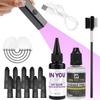 Kit Professionale Sistema di Estensioni per Capelli a Luce V con Lampada UV, Colla, Remover e Pettine per Salone e Uso Domestico