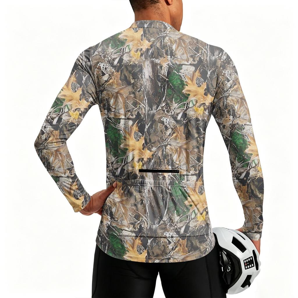 Men's Long Sleeve Cycling Jersey Breathable Quick Dry Half Zip Pullover Lightweight Athletic Top for Outdoor Sports