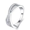 Elegant Minimalist Womens Sterling Moissanite Ring Geometric Design Fashion OL Style
