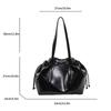 Large Capacity Women Shoulder Bag Fashion Versatile PU Leather Folded Drawstring Underarm Bag Texture Office Commuter Tote Bag CLE