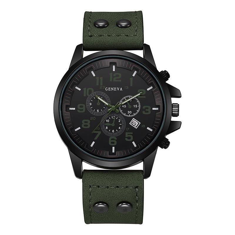 1PC Men's Watch Casual Leather Band Analog Quartz Watches with Calendar