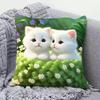 High-Appeal Cute Cat Pillow, Stain-Resistant & Machine Washable, Bedroom Cushion Cover
