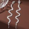 Cross border personalized exquisite trend cold wind alloy full diamond twisted snake shaped earrings for women