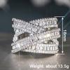 Huitan Charming Women Ring Full Bright Cubic Zirconia Luxury Party Lady Accessories Cross Design Fashion Engagement Chic Jewelry