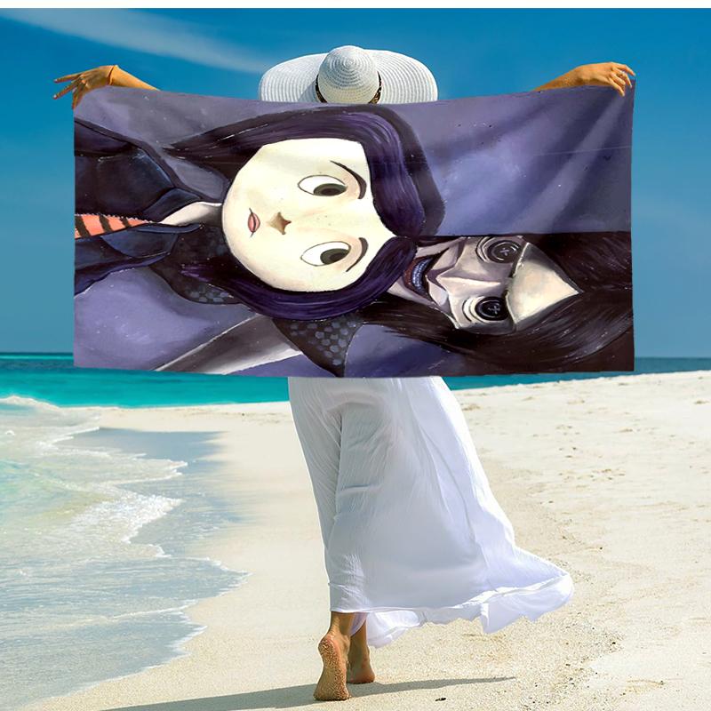 1pc C-Coraline (6) Beach Towel, Comfortable and Thick, and Swimming/Bath/Picnic/Camping Towel, Suitable for Seaside Beaches