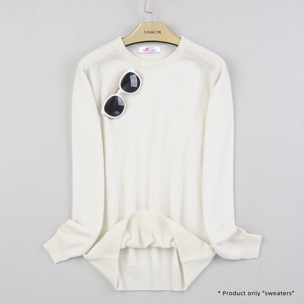 Dámský kašmírový svetr s kulatým výstřihem pro teplo a pohodlí pletený svetr s dlouhým rukávem