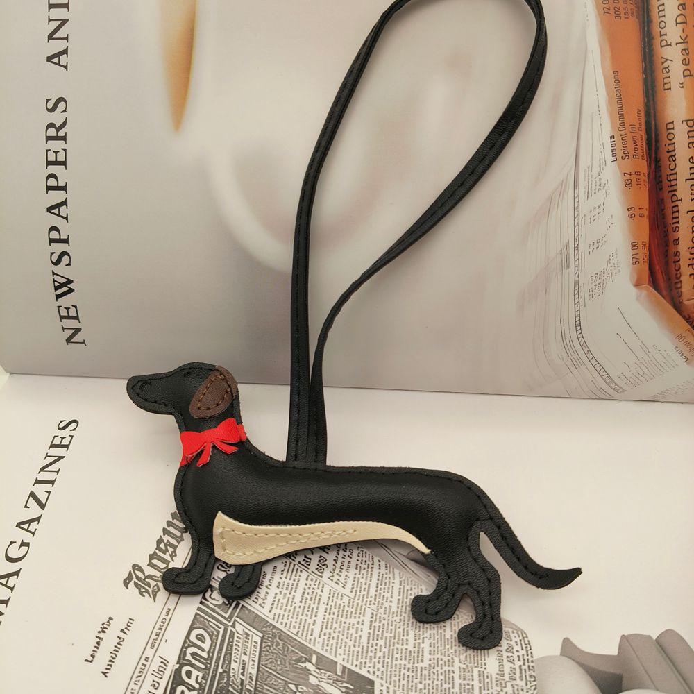 Eco-Friendly Leather Sausage Dog Keychain Ornament