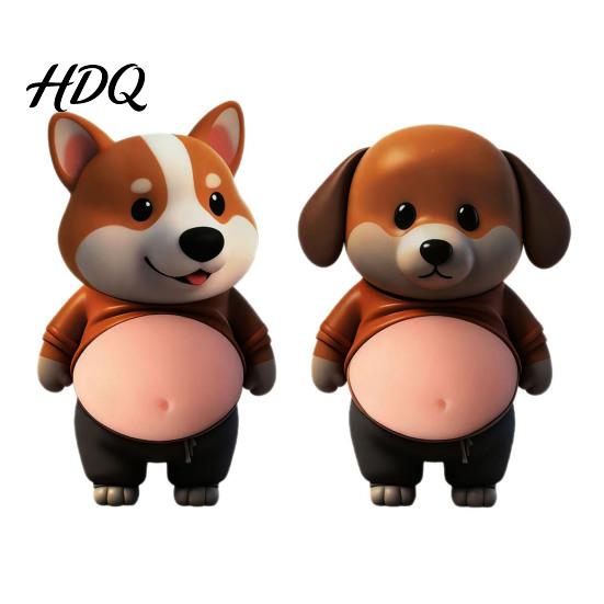 Animal Shaped Bumper 1 Pair 3D Elastic Belly Sticker Anxiety Stress Relief Cartoon Easy Install Decal with Fat Tummy Pinch Anti-collision Safety