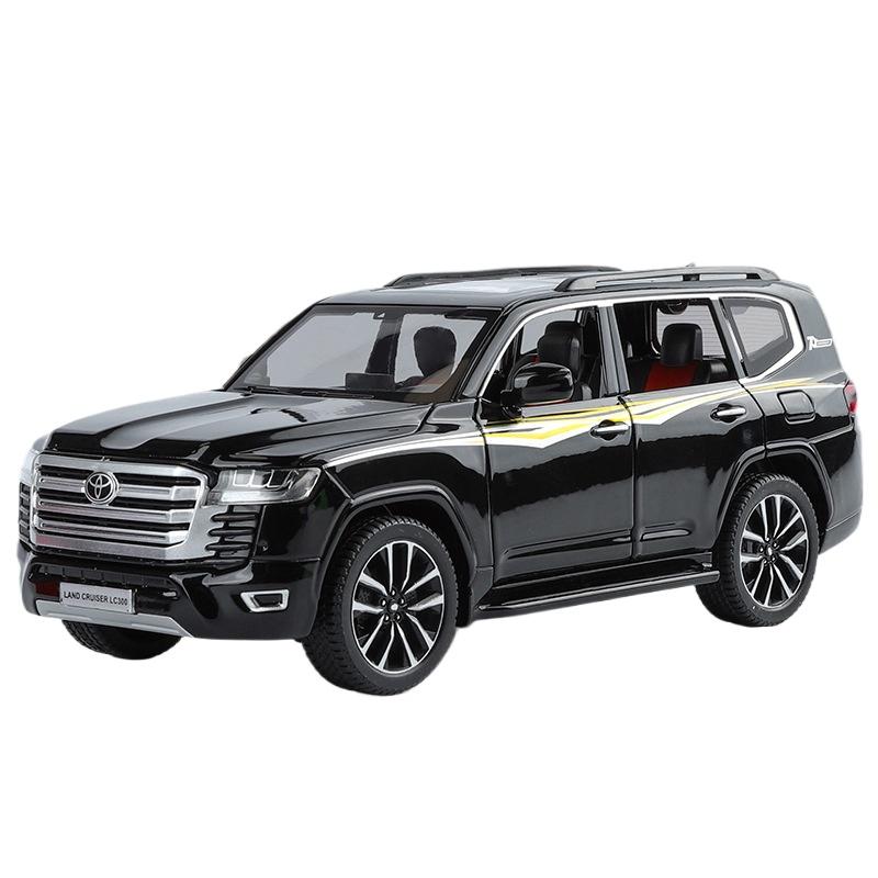 

1/24 Toyota Land Cruiser LC300 SUV Модель автомобіля зі сплаву Металева лита модель Позашляховик Модель автомобіля Звук і світло Симуляція Дитяча іграшка Подарунок чорний