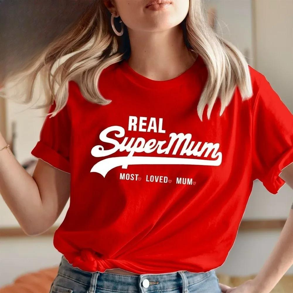 Neuestes Mode Kurzarm Rundhals Mama Y2k T-Shirt Echte Supermama Superheldin Muttertag Am Meisten Geliebte Mama T-Shirt Y2k Harajuku Oberteile