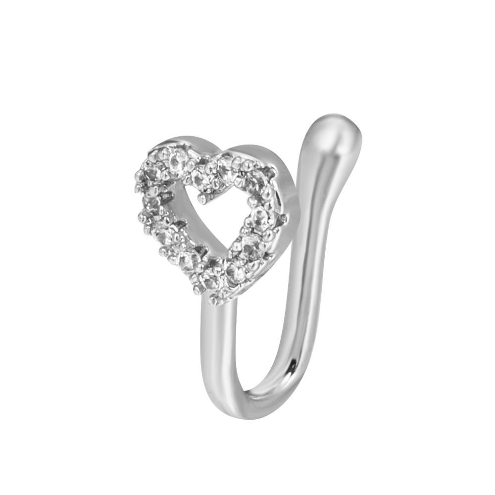 Non Perforated U-Shaped Nose Clip Copper Inlaid Zircon Star Shaped Heart Crown Nose Ring Nose Decoration Puncture Decoration