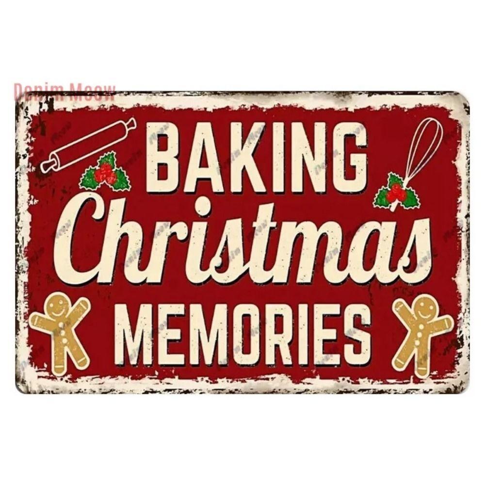 Vintage Christmas Metal Tin Sign Home Festive Wall Decor