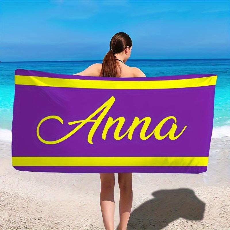 Custom Beach Towel Personalized Name Anna 160x80cm Microfiber Bath Towels All Season Soft Absorbent Blanket